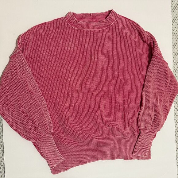 Aerie Pink Distressed Ribbed Sweater Size S - Picture 1 of 4
